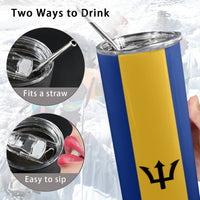 Barbados Flag 20oz Tall Skinny Tumbler with Lid and Straw - Conscious Apparel Store