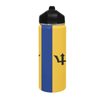 Barbados Flag Insulated Water Bottle with Straw Lid (18 oz) - Conscious Apparel Store