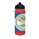 Belize Flag Insulated Water Bottle with Straw Lid (18 oz) - Conscious Apparel Store