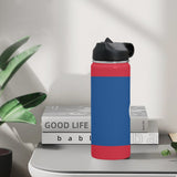 Belize Flag Insulated Water Bottle with Straw Lid (18 oz) - Conscious Apparel Store