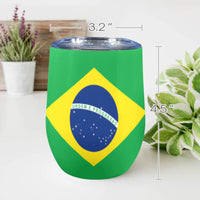 Brazil Flag 12oz Wine Tumbler - Conscious Apparel Store