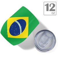 Brazil Flag 12oz Wine Tumbler - Conscious Apparel Store