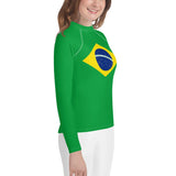 Brazil Flag Youth Rash Guard - Conscious Apparel Store