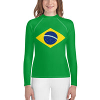 Brazil Flag Youth Rash Guard - Conscious Apparel Store