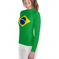 Brazil Flag Youth Rash Guard - Conscious Apparel Store