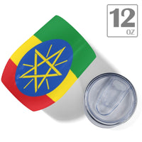 Ethiopia Flag 12oz Wine Tumbler - Conscious Apparel Store