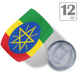 Ethiopia Flag 12oz Wine Tumbler - Conscious Apparel Store