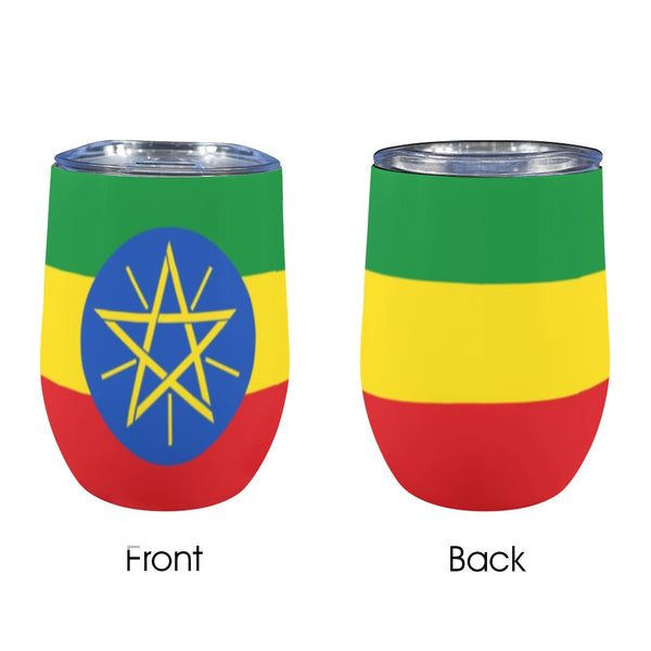 Ethiopia Flag 12oz Wine Tumbler - Conscious Apparel Store