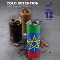 Ethiopia Flag 20oz Tall Skinny Tumbler with Lid and Straw - Conscious Apparel Store