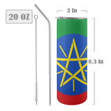 Ethiopia Flag 20oz Tall Skinny Tumbler with Lid and Straw - Conscious Apparel Store