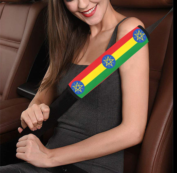 Ethiopia Flag Car Seat Belt Cover 7''x12.6'' (Pack of 2) - Conscious Apparel Store
