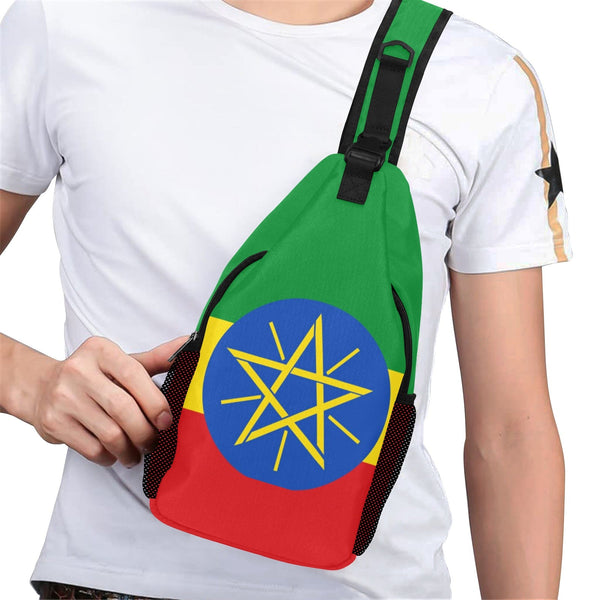 Ethiopia Flag Men's Casual Chest Bag - Conscious Apparel Store