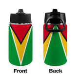 Guyana Flag Kids Water Bottle with Straw Lid (12 oz) - Conscious Apparel Store