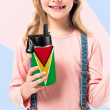 Guyana Flag Kids Water Bottle with Straw Lid (12 oz) - Conscious Apparel Store