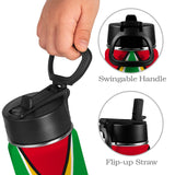 Guyana Flag Kids Water Bottle with Straw Lid (12 oz) - Conscious Apparel Store