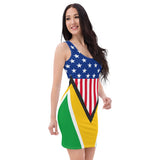 Guyanese American Flag Bodycon Dress - Conscious Apparel Store