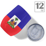 Haiti Flag 12oz Wine Tumbler - Conscious Apparel Store