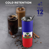 Haiti Flag 20oz Tall Skinny Tumbler with Lid and Straw - Conscious Apparel Store