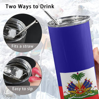 Haiti Flag 20oz Tall Skinny Tumbler with Lid and Straw - Conscious Apparel Store