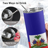 Haiti Flag 20oz Tall Skinny Tumbler with Lid and Straw - Conscious Apparel Store