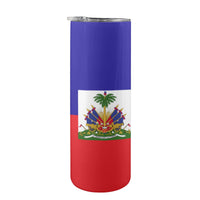 Haiti Flag 20oz Tall Skinny Tumbler with Lid and Straw - Conscious Apparel Store