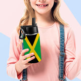 Jamaica Flag Kids Water Bottle with Straw Lid (12 oz) - Conscious Apparel Store