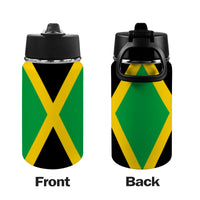 Jamaica Flag Kids Water Bottle with Straw Lid (12 oz) - Conscious Apparel Store