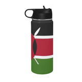 Kenya Flag Insulated Water Bottle with Straw Lid (18 oz) - Conscious Apparel Store