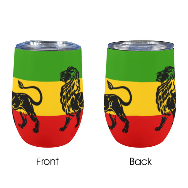 Rasta Lion Flag 12oz Wine Tumbler - Conscious Apparel Store