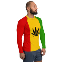 Rastafarian Flag Leaf Men's Rash Guard - Conscious Apparel Store