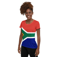 South Africa Flag Women's Athletic T-shirt - Conscious Apparel Store