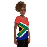 South Africa Flag Women's Athletic T-shirt - Conscious Apparel Store