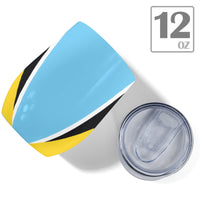 St Lucia Flag 12oz Wine Tumbler - Conscious Apparel Store