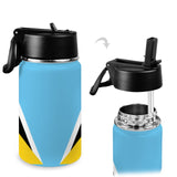 St Lucia Flag Kids Water Bottle with Straw Lid (12 oz) - Conscious Apparel Store