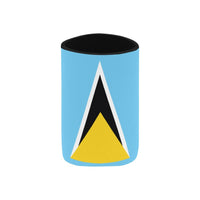 ST Lucia Flag Neoprene Can Cooler 4" x 2.7" dia. - Conscious Apparel Store