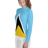 St Lucia Flag Youth Rash Guard - Conscious Apparel Store