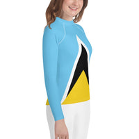 St Lucia Flag Youth Rash Guard - Conscious Apparel Store