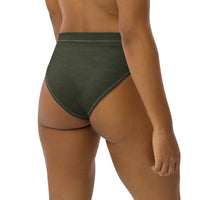 Subliminal Egyptian Ankh Cross high-waisted bikini bottom (Olive) - Conscious Apparel Store