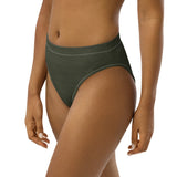 Subliminal Egyptian Ankh Cross high-waisted bikini bottom (Olive) - Conscious Apparel Store