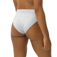 Subliminal Egyptian Ankh Cross high-waisted bikini bottom (White) - Conscious Apparel Store