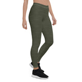 Subliminal Egyptian Ankh Cross (Olive) Leggings - Conscious Apparel Store