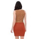 Subliminal Egyptian Ankh Cross (Red-Rust) Bodycon Dress - Conscious Apparel Store