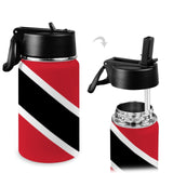 Trinidad & Tobago Flag Kids Water Bottle with Straw Lid (12 oz) - Conscious Apparel Store