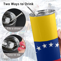 Venezuela Flag 20oz Tall Skinny Tumbler with Lid and Straw - Conscious Apparel Store